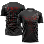 Custom Black Black-Red Sublimation Soccer Uniform Jersey photo 1