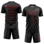 Custom Black Black-Red Sublimation Soccer Uniform Jersey photo 2