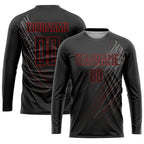 Custom Black Black-Red Sublimation Soccer Uniform Jersey photo 3