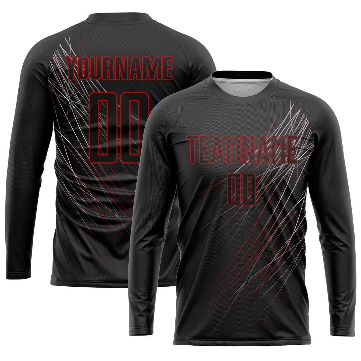 Custom Black Black-Red Sublimation Soccer Uniform Jersey photo 3