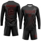 Custom Black Black-Red Sublimation Soccer Uniform Jersey photo 4
