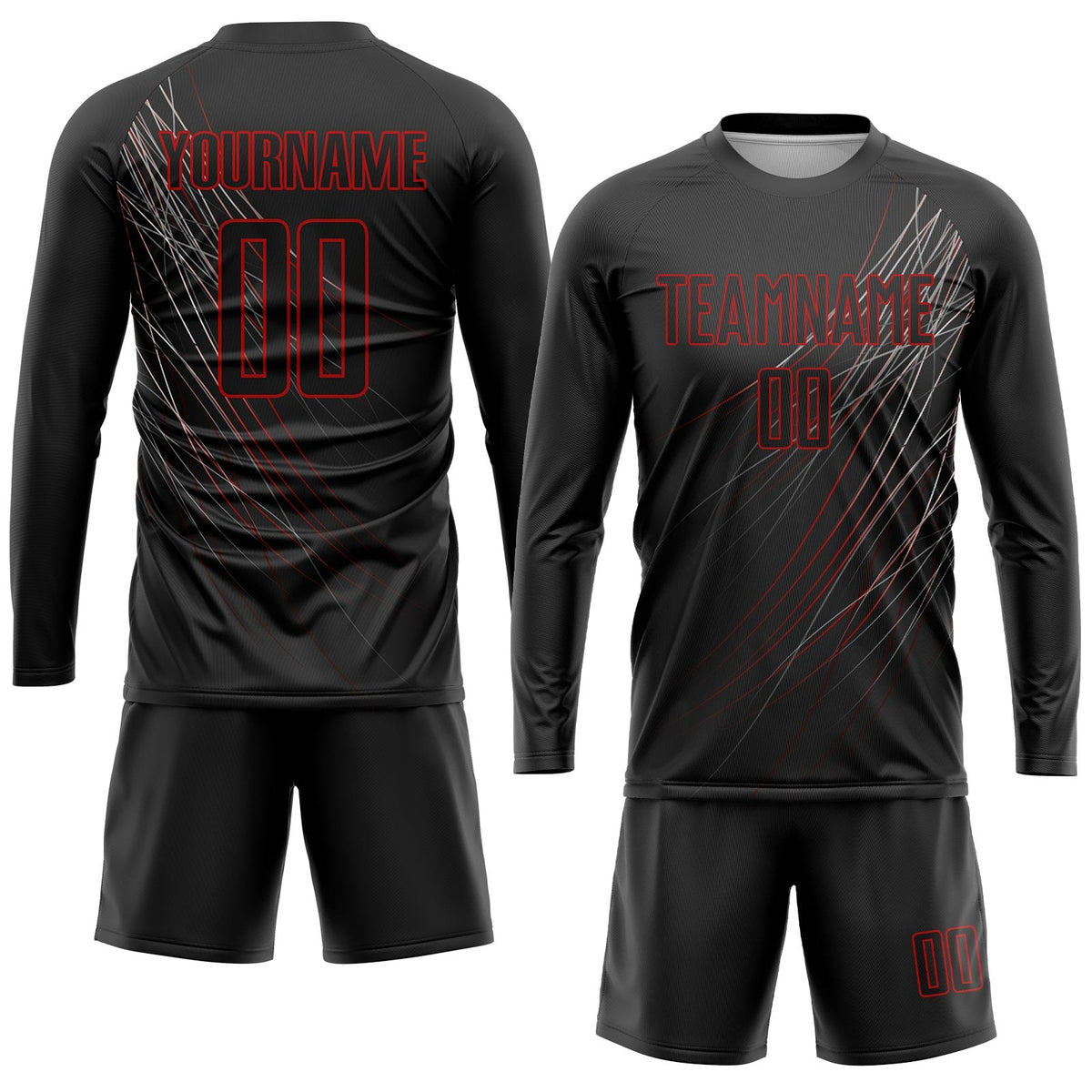 Custom Black Black-Red Sublimation Soccer Uniform Jersey photo 4