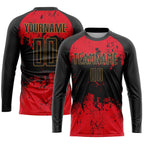 Custom Black Red-Gold Sublimation Soccer Uniform Jersey photo 3