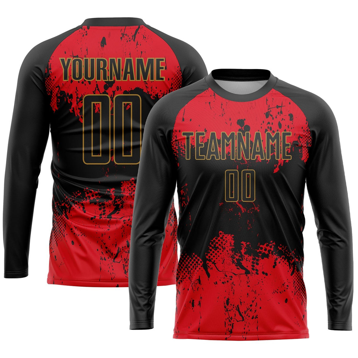 Custom Black Red-Gold Sublimation Soccer Uniform Jersey photo 3