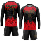 Custom Black Red-Gold Sublimation Soccer Uniform Jersey photo 4