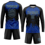 Custom Black Black-Royal Sublimation Soccer Uniform Jersey photo 4