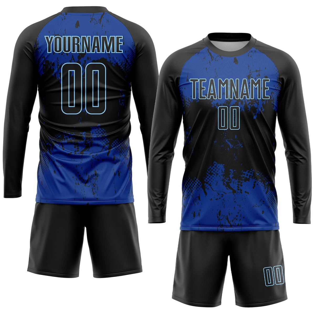 Custom Black Black-Royal Sublimation Soccer Uniform Jersey photo 4