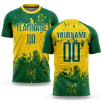 Custom Green Green-Gold Sublimation Soccer Uniform Jersey