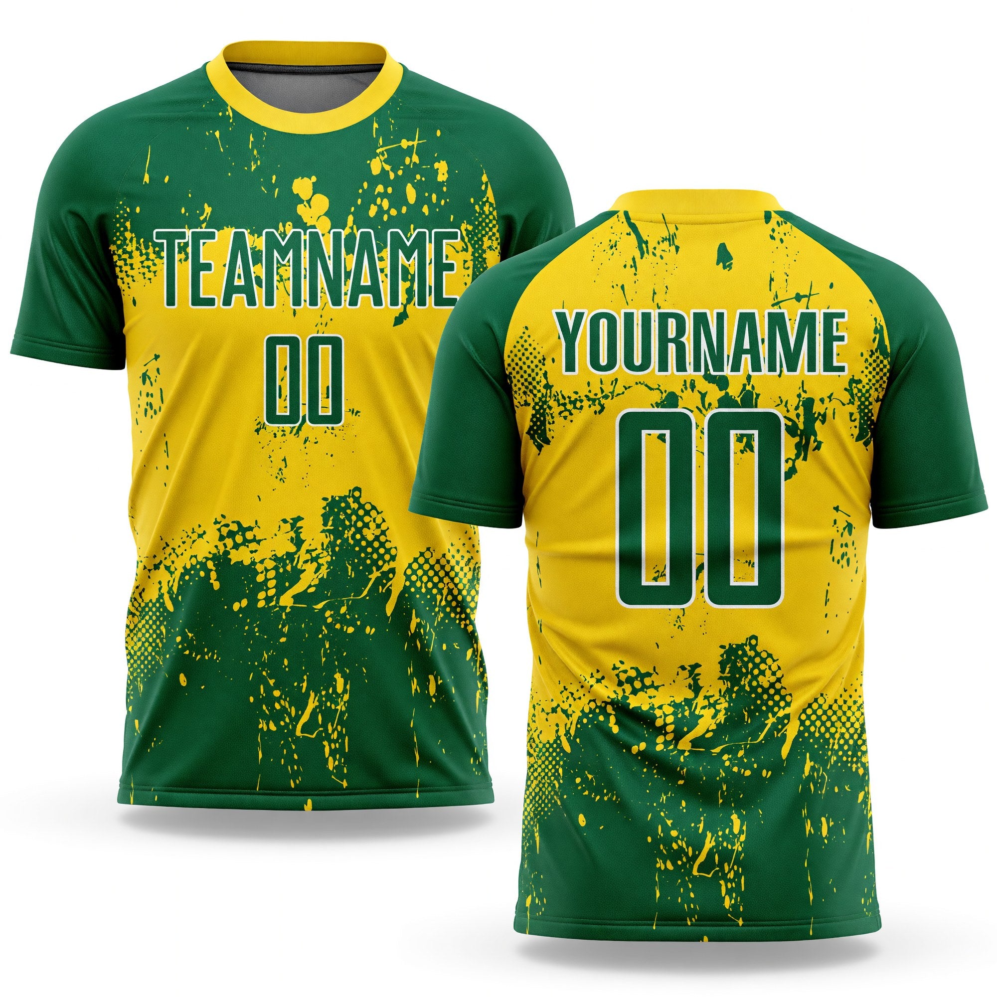 Custom Green Green-Gold Sublimation Soccer Uniform Jersey