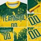Custom Green Green-Gold Sublimation Soccer Uniform Jersey detail