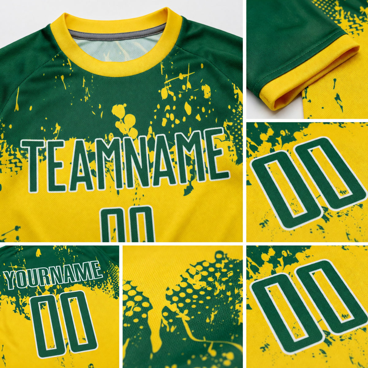 Custom Green Green-Gold Sublimation Soccer Uniform Jersey detail