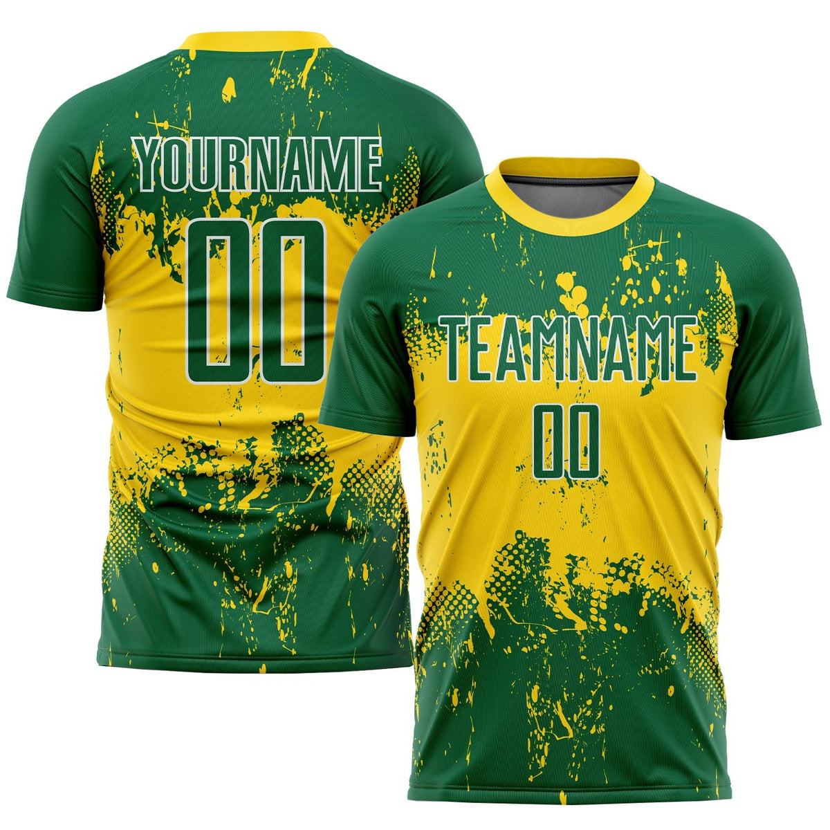 Custom Green Green-Gold Sublimation Soccer Uniform Jersey photo 1