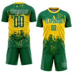 Custom Green Green-Gold Sublimation Soccer Uniform Jersey photo 2