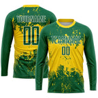 Custom Green Green-Gold Sublimation Soccer Uniform Jersey photo 3