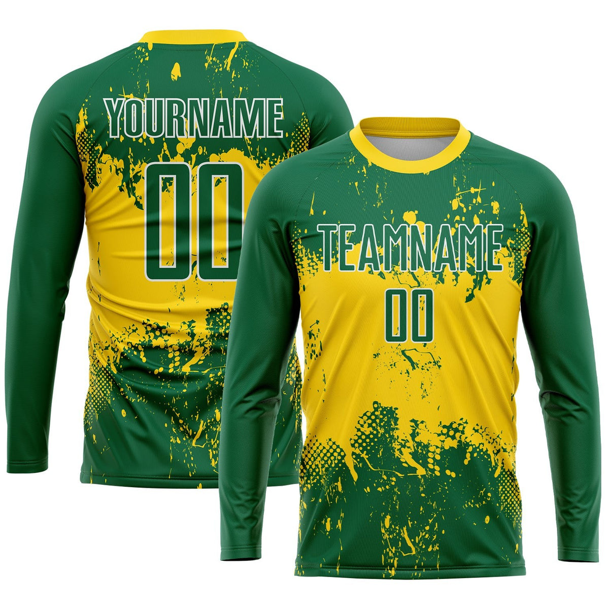 Custom Green Green-Gold Sublimation Soccer Uniform Jersey photo 3