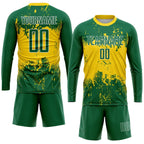 Custom Green Green-Gold Sublimation Soccer Uniform Jersey photo 4