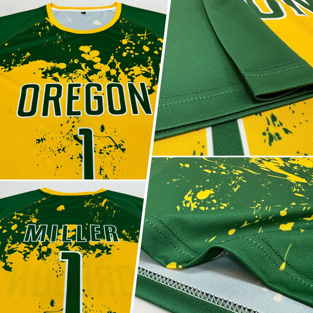 Custom Green Green-Gold Sublimation Soccer Uniform Jersey photo 5