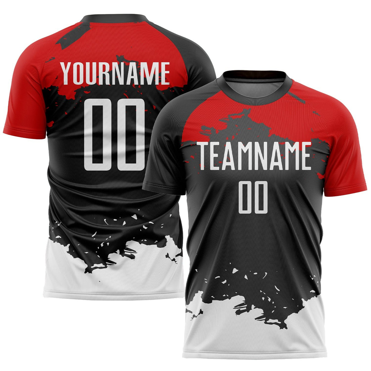 Custom Black White-Red Sublimation Soccer Uniform Jersey photo 1