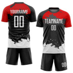 Custom Black White-Red Sublimation Soccer Uniform Jersey photo 2