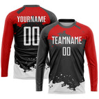 Custom Black White-Red Sublimation Soccer Uniform Jersey photo 3