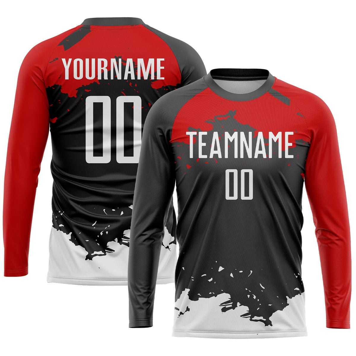 Custom Black White-Red Sublimation Soccer Uniform Jersey photo 3