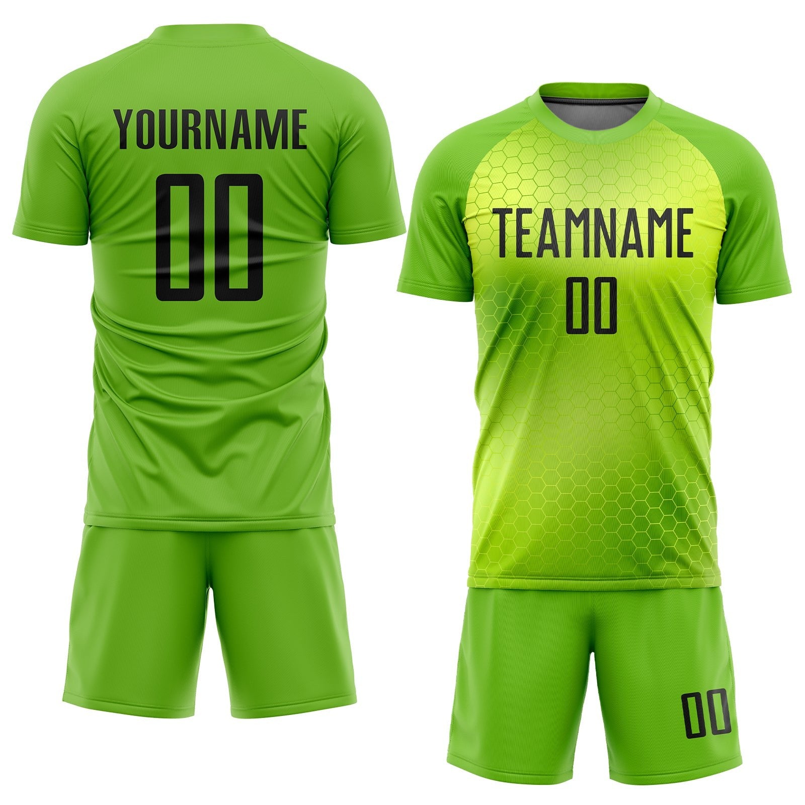 Custom Neon Green Black Sublimation Soccer Uniform Jersey photo 2