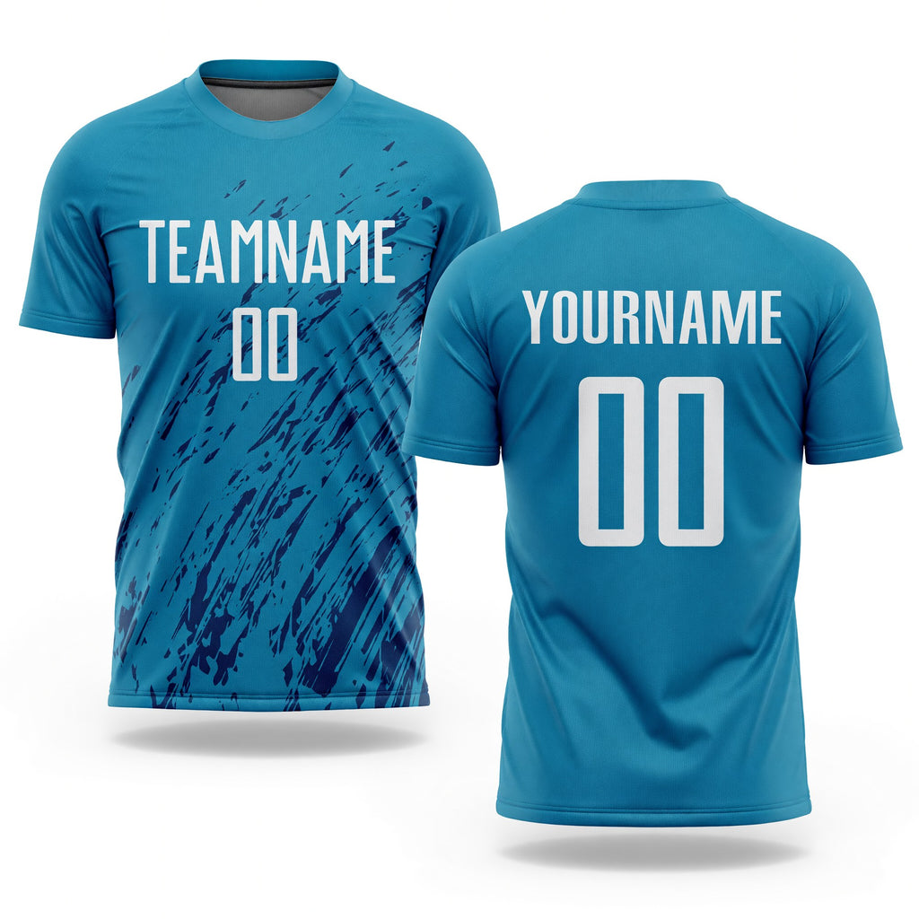Custom Panther Blue White-Black Sublimation Soccer Uniform Jersey