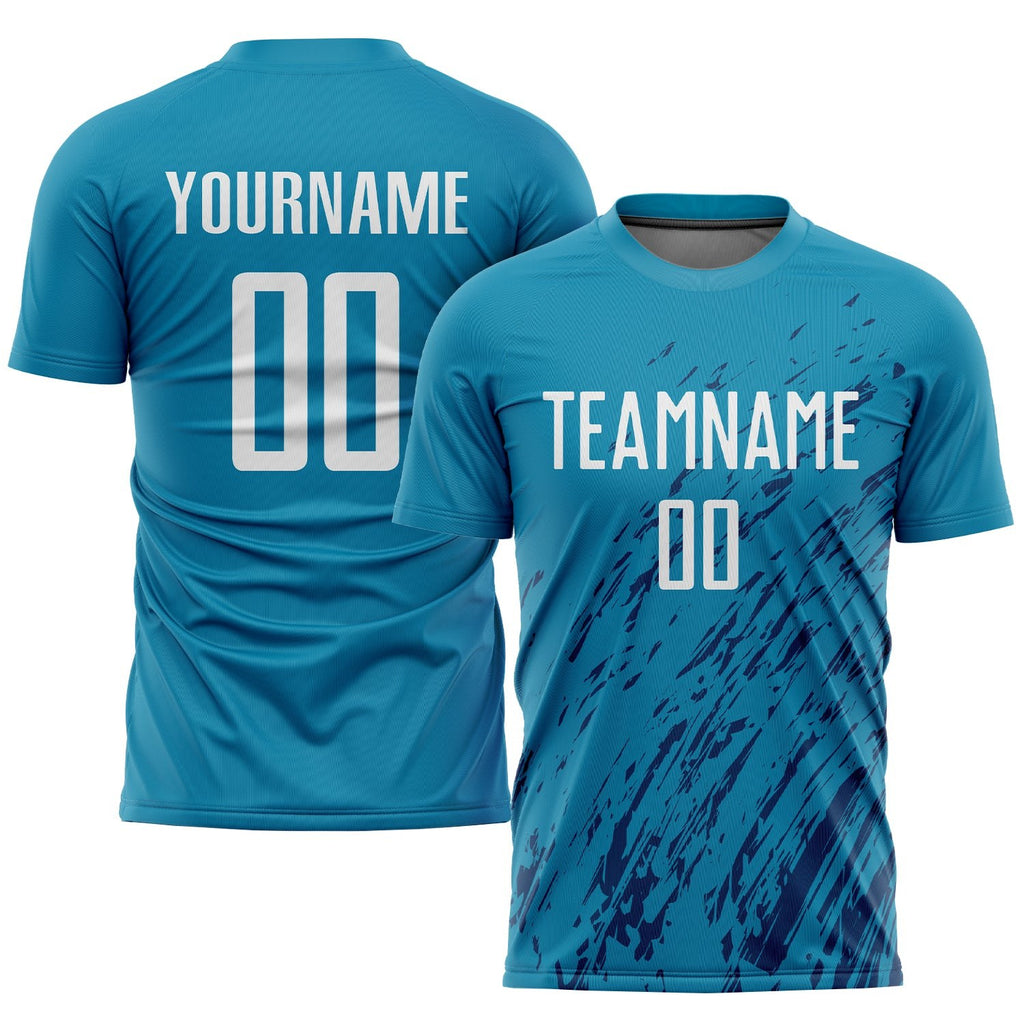 Custom Panther Blue White-Black Sublimation Soccer Uniform Jersey photo 1