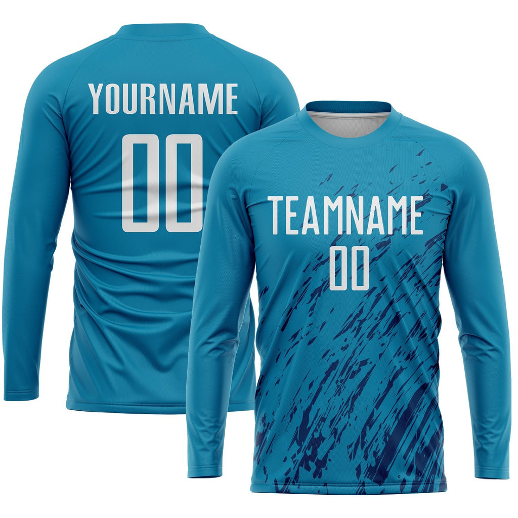 Custom Panther Blue White-Black Sublimation Soccer Uniform Jersey photo 3