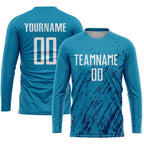 Custom Panther Blue White-Black Sublimation Soccer Uniform Jersey photo 3