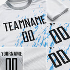 Custom White Black-Light Blue Sublimation Soccer Uniform Jersey detail