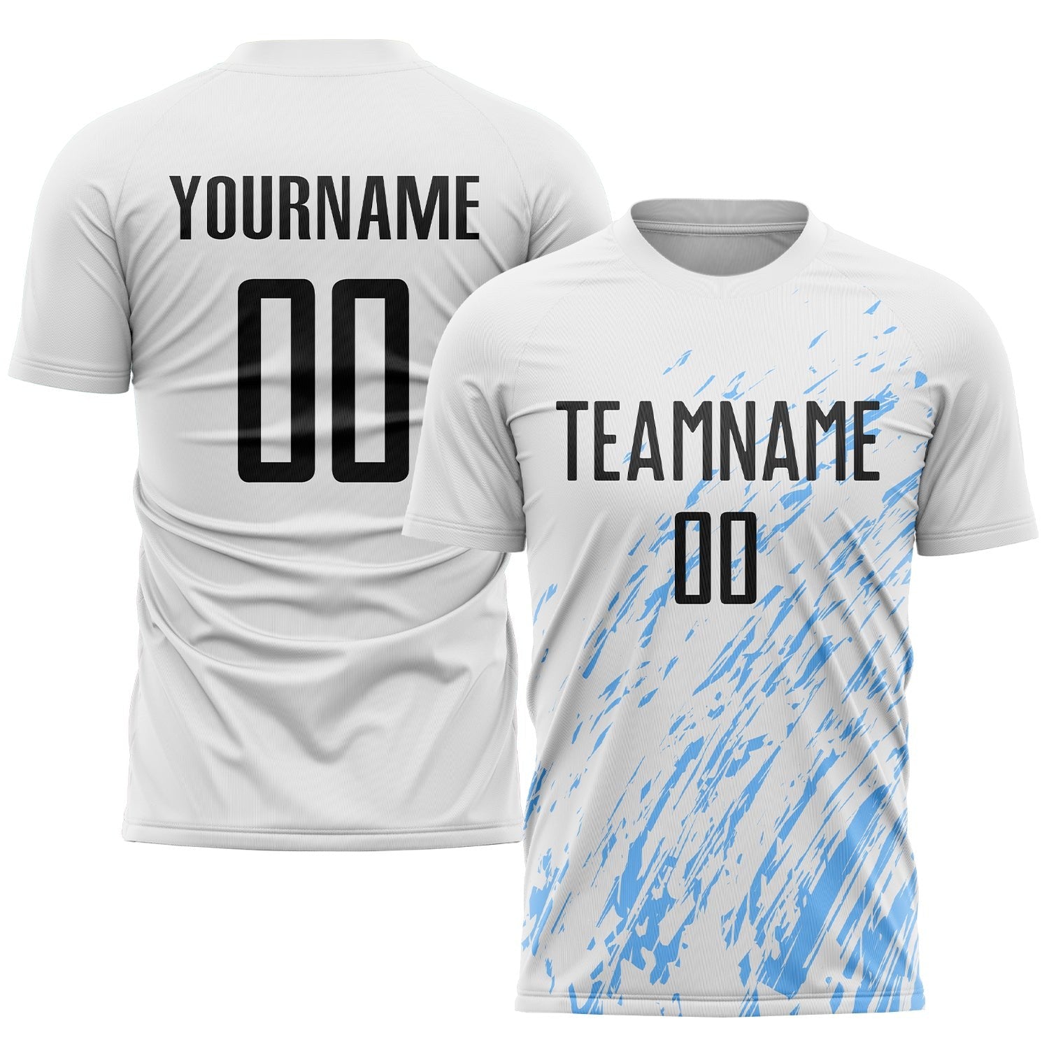 Custom White Black-Light Blue Sublimation Soccer Uniform Jersey photo 1