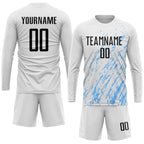 Custom White Black-Light Blue Sublimation Soccer Uniform Jersey photo 3