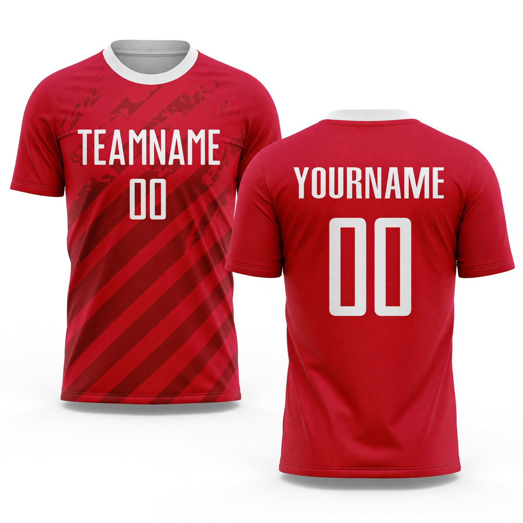 Custom Red White Sublimation Soccer Uniform Jersey