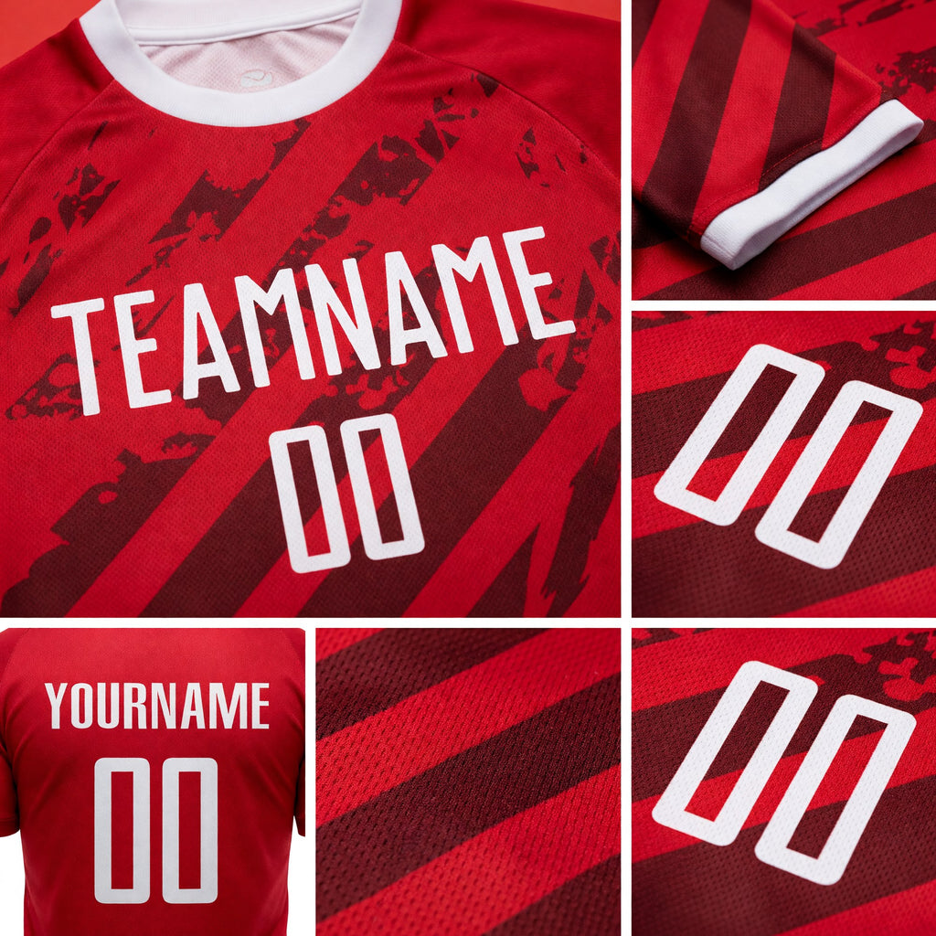 Custom Red White Sublimation Soccer Uniform Jersey detail