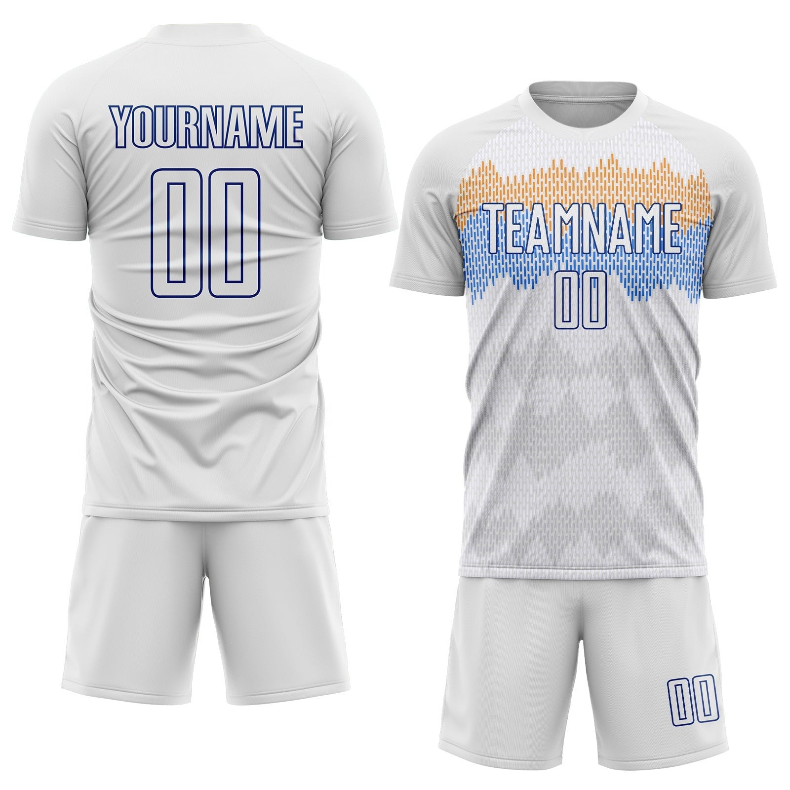 Custom White Royal Sublimation Soccer Uniform Jersey photo 2