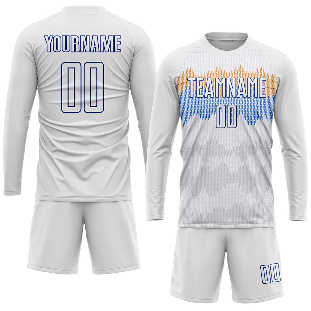 Custom White Royal Sublimation Soccer Uniform Jersey photo 4