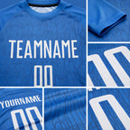 Custom Light Blue White Sublimation Soccer Uniform Jersey detail