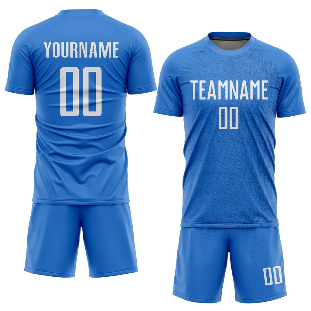 Custom Light Blue White Sublimation Soccer Uniform Jersey photo 2