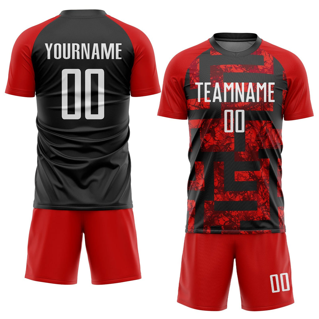 Custom Red White-Black Sublimation Soccer Uniform Jersey photo 2