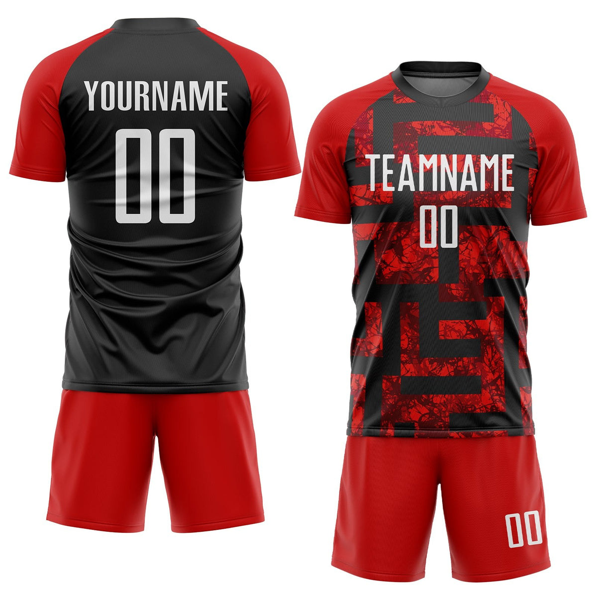 Custom Red White-Black Sublimation Soccer Uniform Jersey photo 2