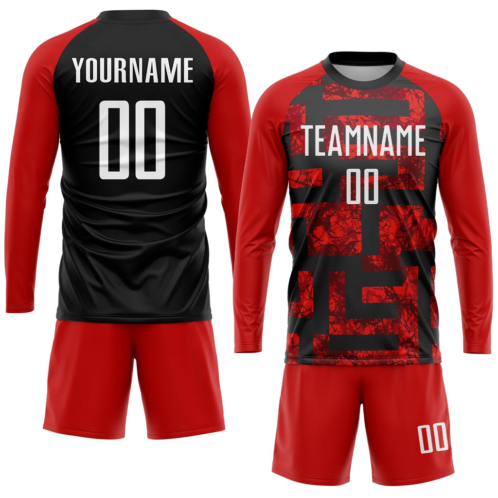 Custom Red White-Black Sublimation Soccer Uniform Jersey photo 4