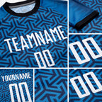 Custom Blue White-Black Sublimation Soccer Uniform Jersey detail