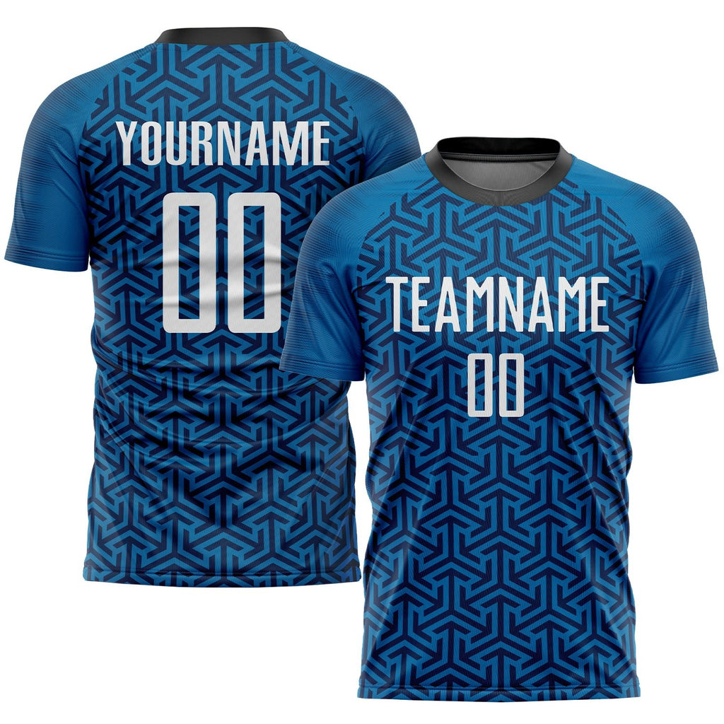 Custom Blue White-Black Sublimation Soccer Uniform Jersey photo 1