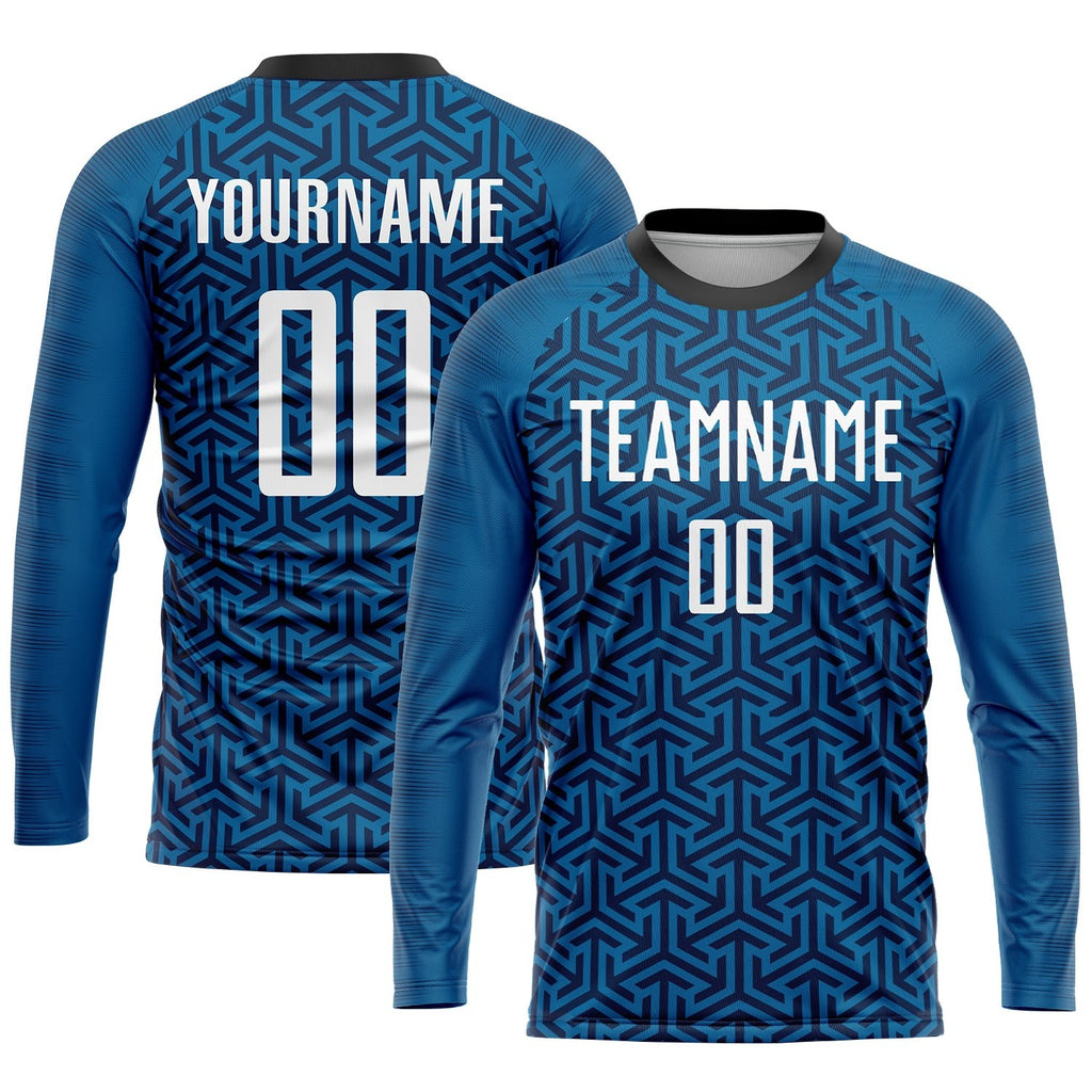 Custom Blue White-Black Sublimation Soccer Uniform Jersey photo 3
