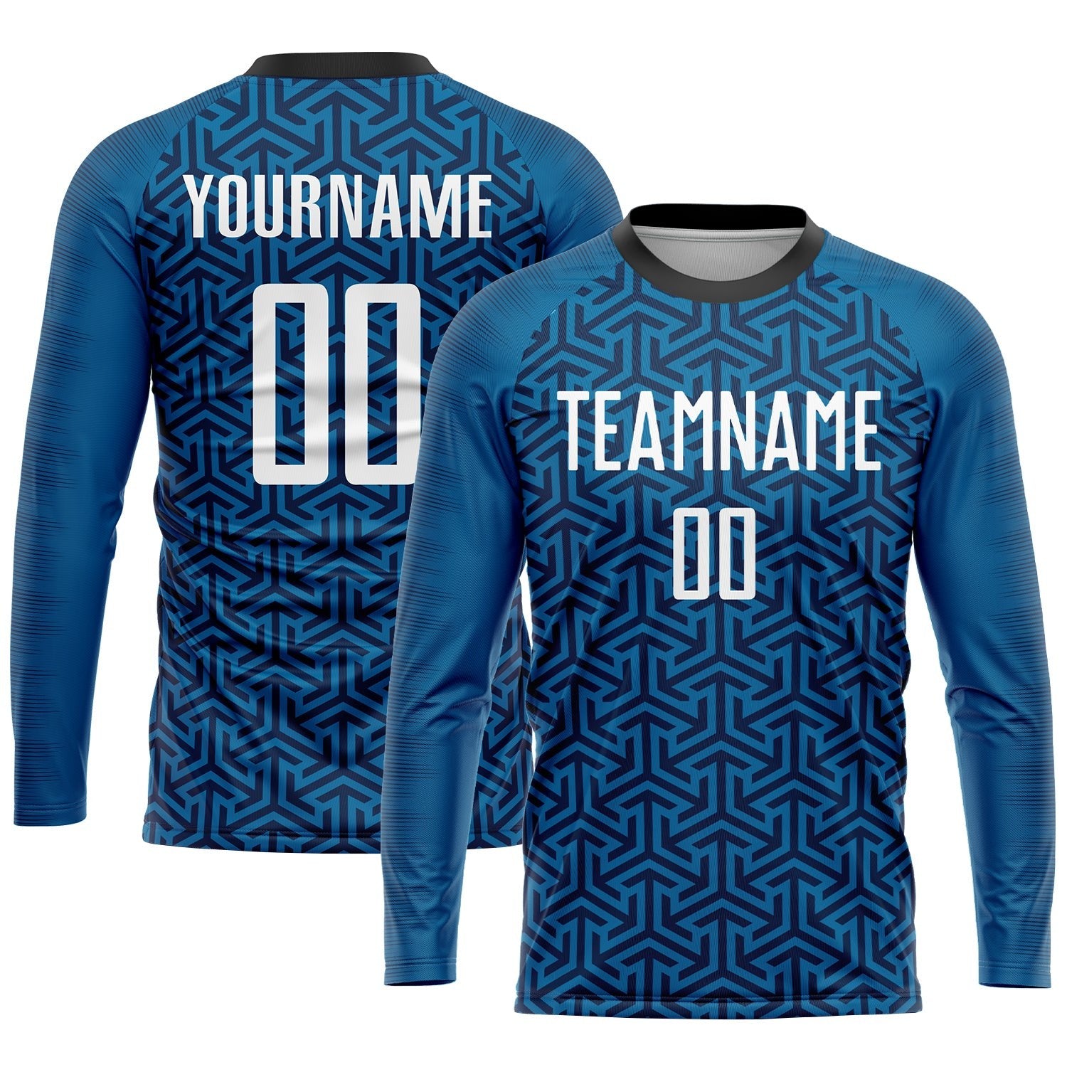 Custom Blue White-Black Sublimation Soccer Uniform Jersey photo 3