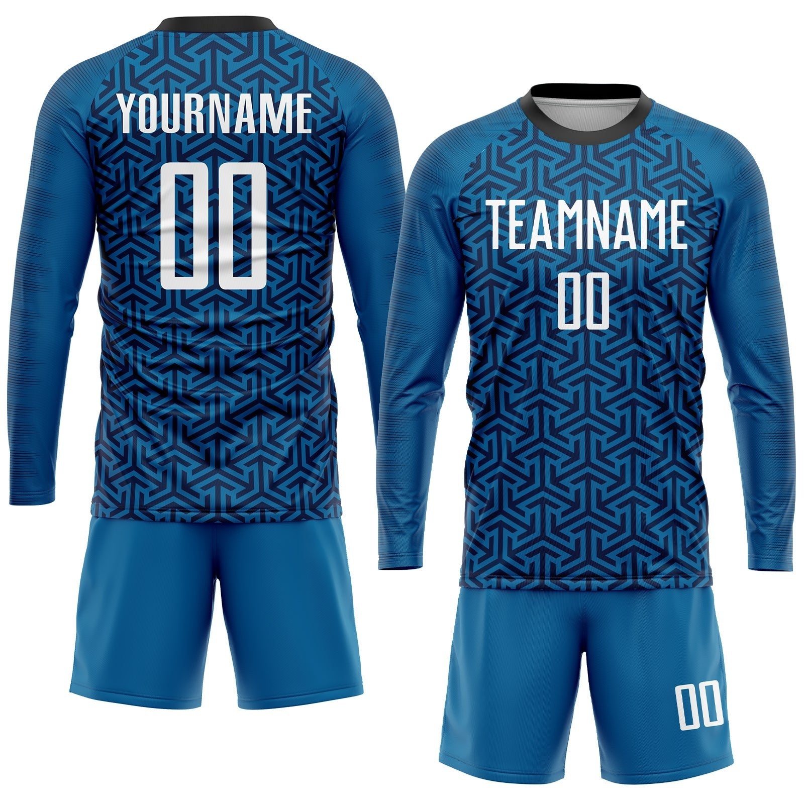 Custom Blue White-Black Sublimation Soccer Uniform Jersey photo 4