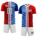 Custom Figure White-Royal Sublimation Soccer Uniform Jersey photo 2