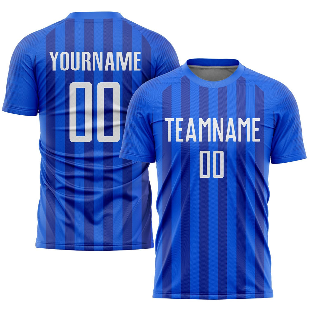 Custom Royal White Sublimation Soccer Uniform Jersey photo 1
