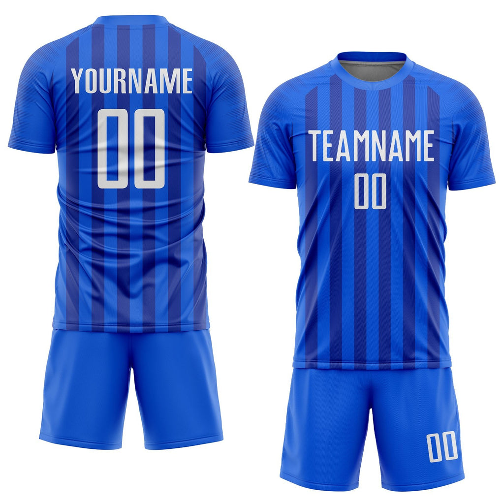 Custom Royal White Sublimation Soccer Uniform Jersey photo 2